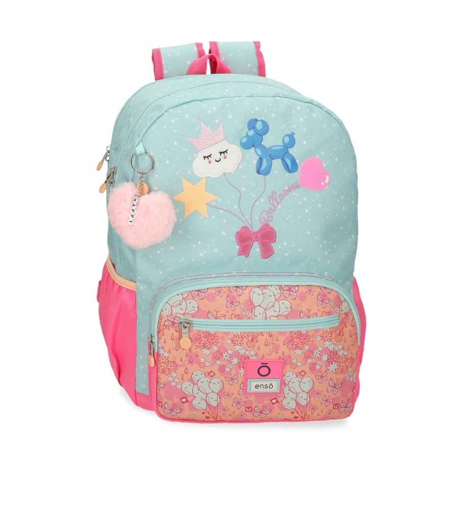 Mochila para laptop Enso Ballons com dois compartimentos, ajustável, turquesa.