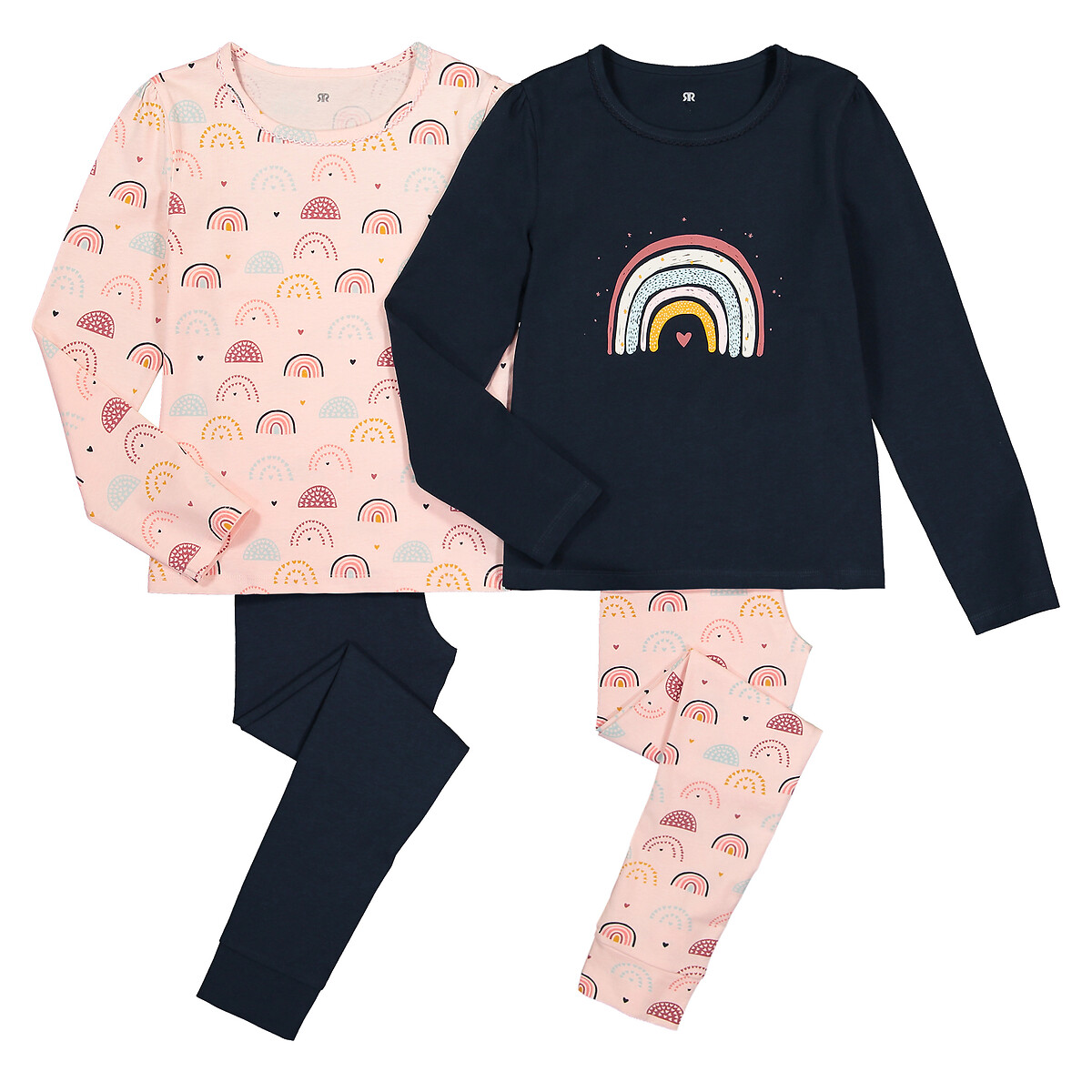COLEÇÃO LA REDOUTE<br>Conjunto de 2 pijamas de algodão com estampa de arco-íris