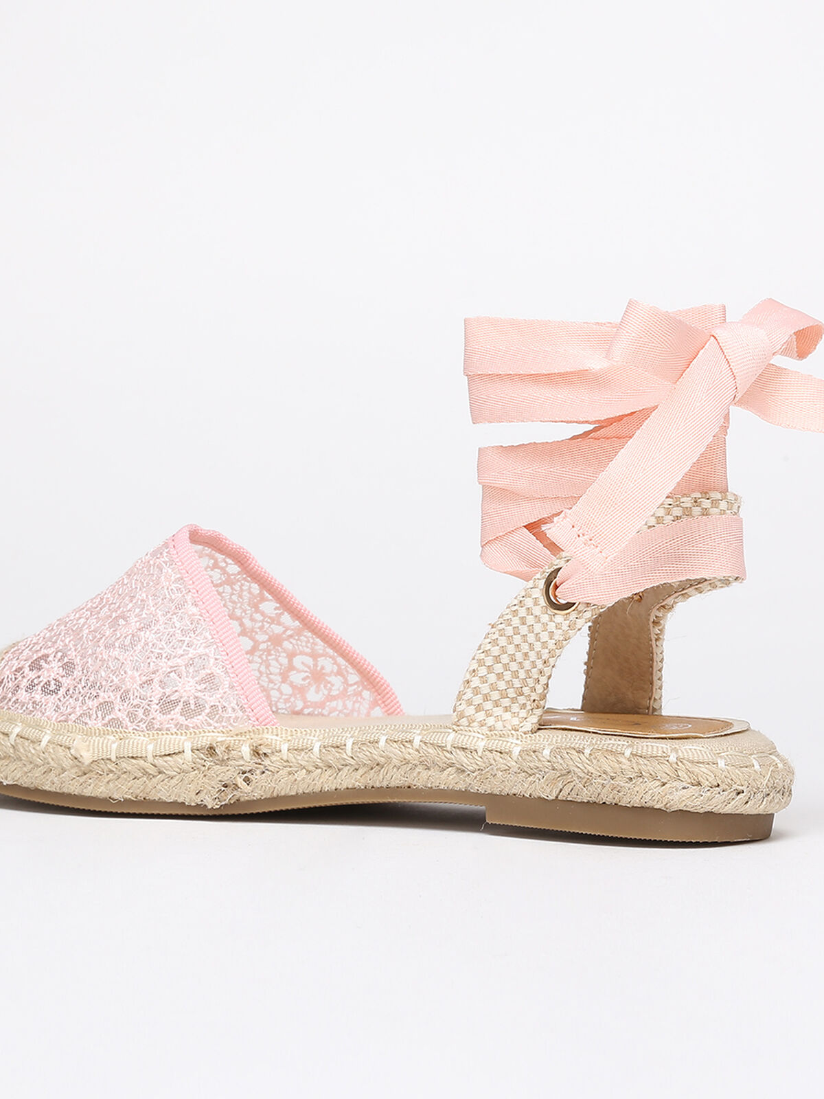 Espadrilles plates à dentelle- Rose