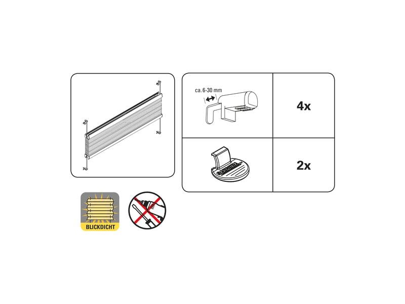Gardinia Plissée Easyfix, blickdicht 40 x 130 cm, Weiss Plissée mit zwei Bedienschienen