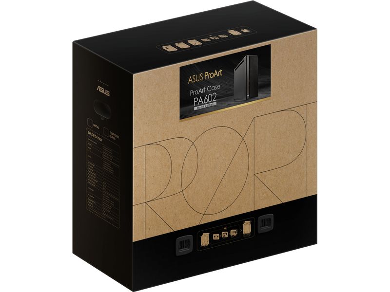 ASUS PC-Gehäuse ProArt PA602 Wood Edition Schwarz Eleganter Mid-Tower Gehäuse mit exzellentem Airflow