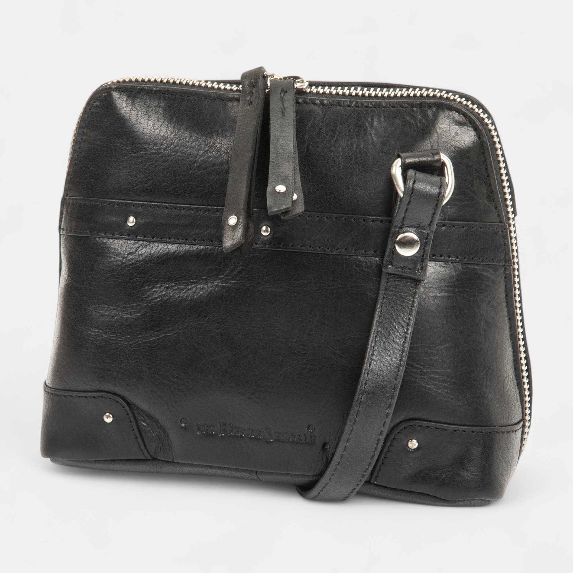 Sac bandoulière en cuir noir