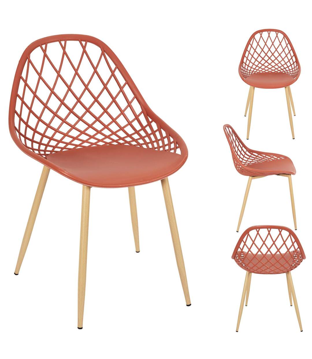 Lot de 4 chaises d'extérieur Malaga en polypropylène - Terracotta