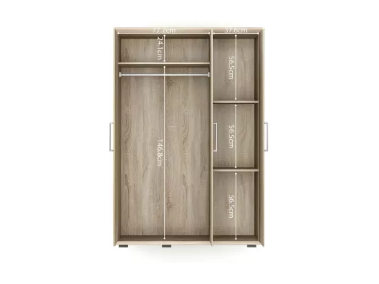 Armoire, garde-robe, collection TOM, 3 portes 120 cm, penderie intégrée chêne sonoma
