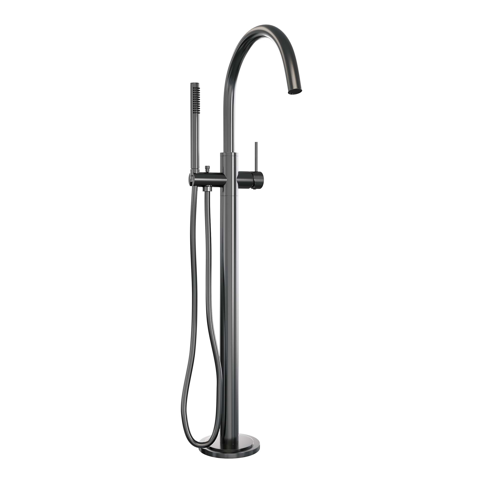 Brauer Gunmetal Carving vrijstaande badmengkraan met staafhanddouche gunmetal geborsteld PVD
