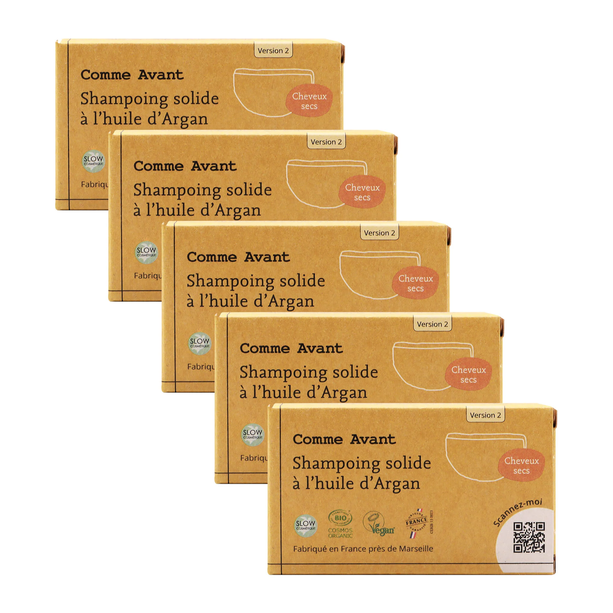 Shampoing solide cheveux secs ou abimés à l'huile d'argan - Version 2 - 1 shampoing - 70g