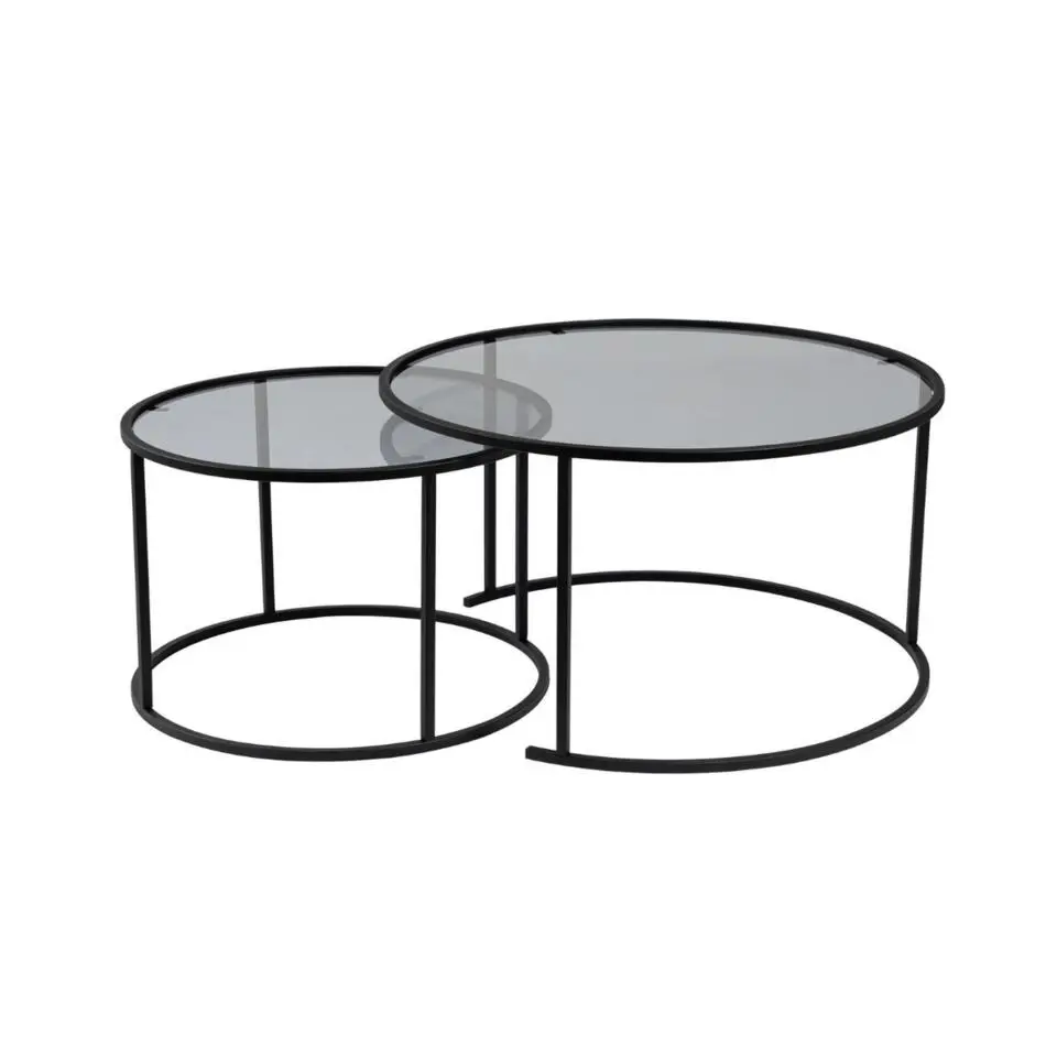CALICOSY - Set van 2 Salontafels AURUM - 43x80x80 cm