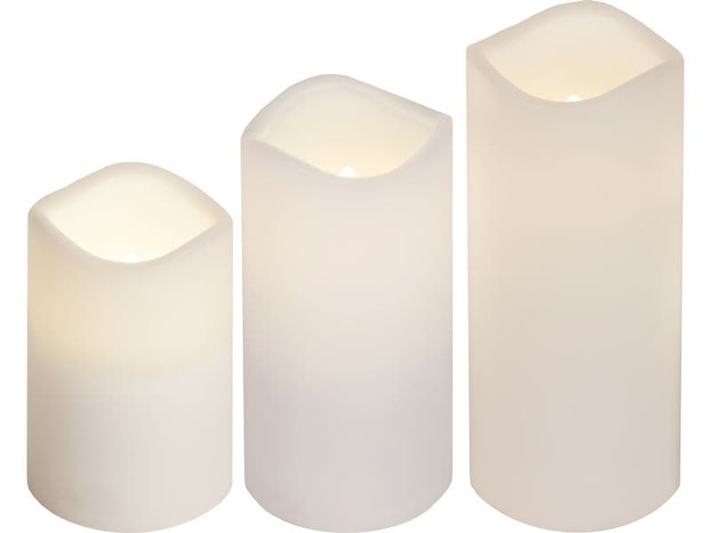 Star Trading LED-Kerzen Set Pillar Paul 3er Pack, Weiss Set von roten LED-Kerzen