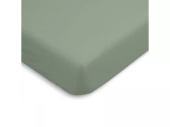 Drap housse uni 100% Percale de coton - Sauge - 160x200cm