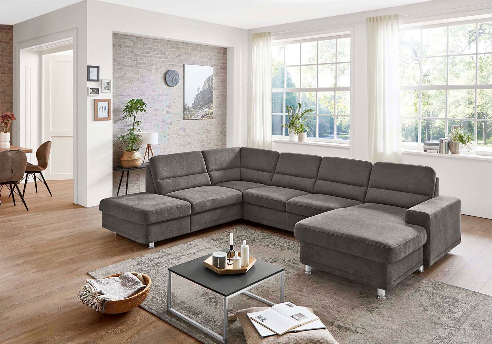 SYSTEMPOLSTER Wohnlandschaft 234 x 311 x 166 cmStoffbezug espresso