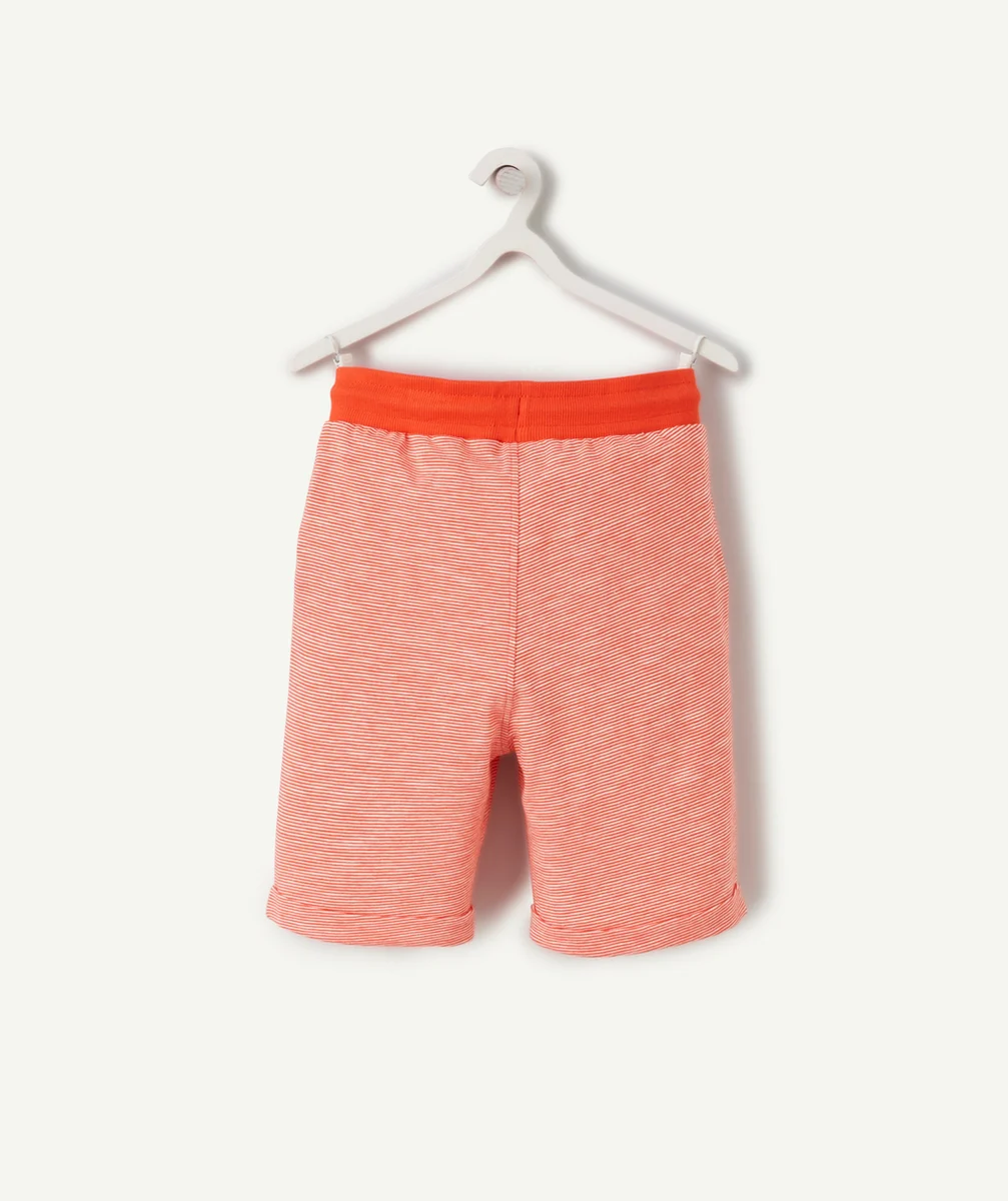 BERMUDA GARÇON EN COTON RAYÉ ROUGE ET BLANC