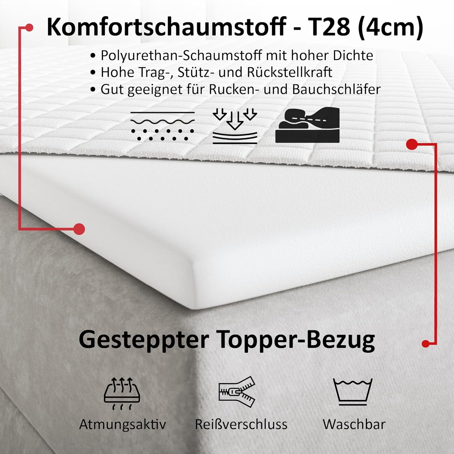 Nero Chesterfield Boxspringbett 180x200 mit Bettkasten und Topper, Polsterbett 180x200 mit Bettkasten, Bonell-Matratze (H4), T28 Schaumstoff Topper (H3), Samt, Grau (Hellgrau)