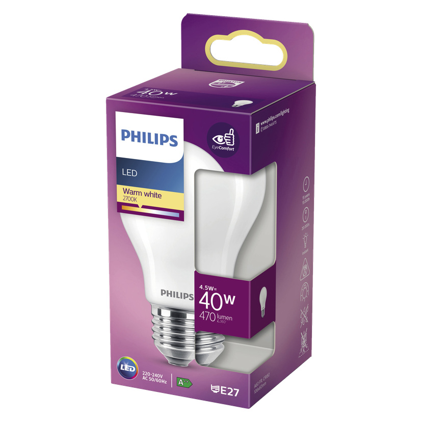 Normalpære, LED E27 4,5 W 470 lm