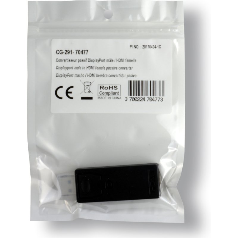 MCL Adapteur DisplatPort / HDMI DisplayPort Noir