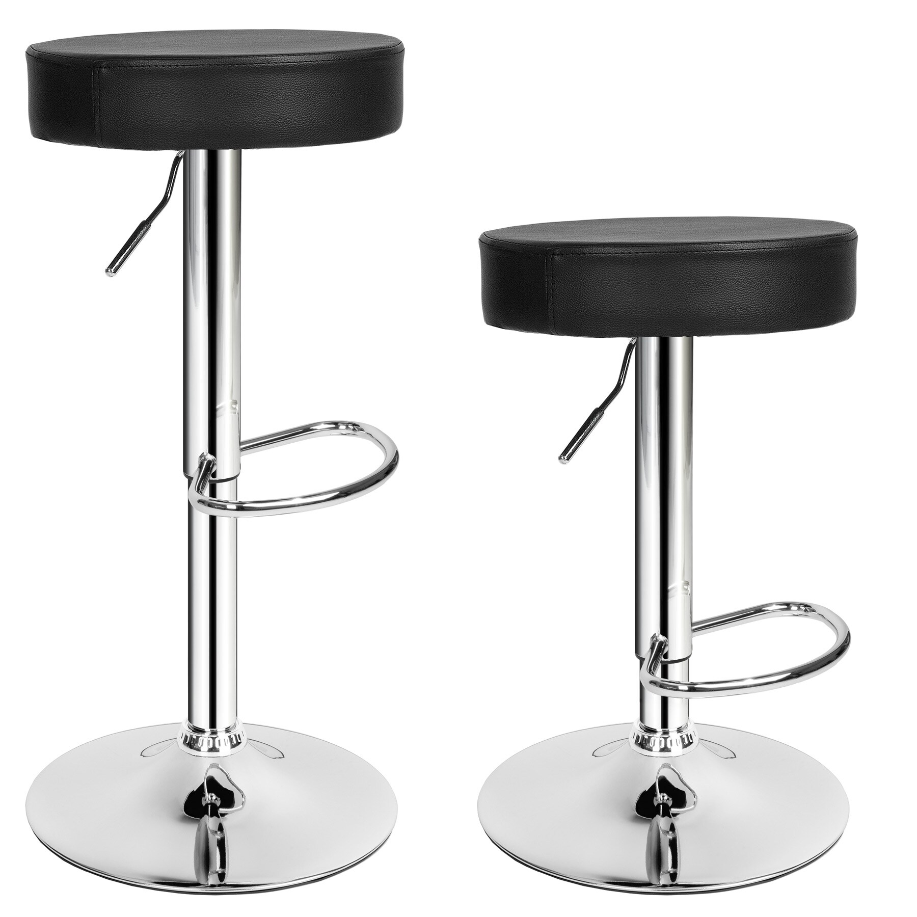 tectake® 2er Set Barhocker, gepolstert, Gestell aus verchromtem Stahl, Sitzhöhe 63 - 83,5 cm