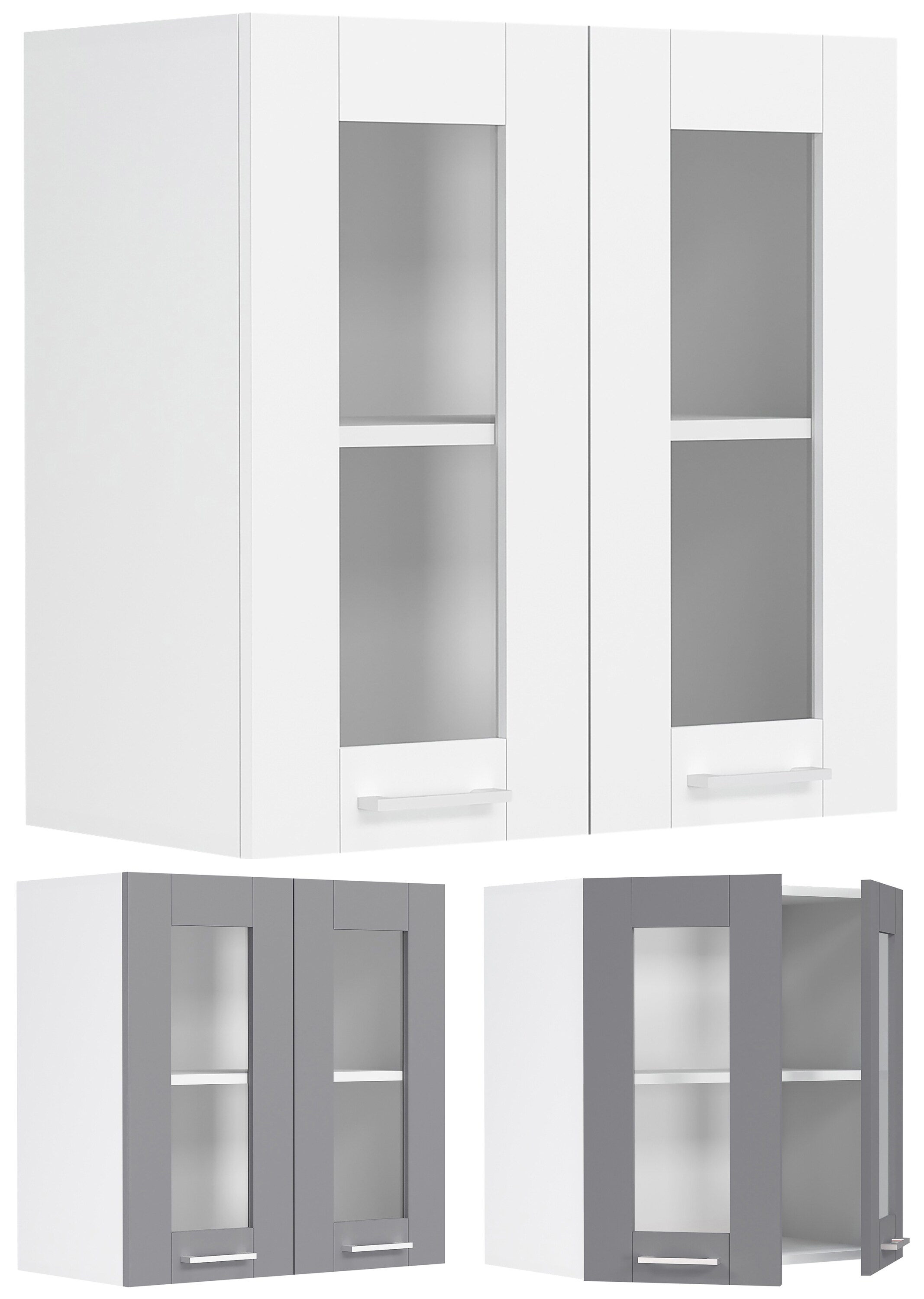 VCM Küchenschrank Breite 80 cm Glastür Hängeschrank Glas Küche Küchenmöbel Landhaus Colura