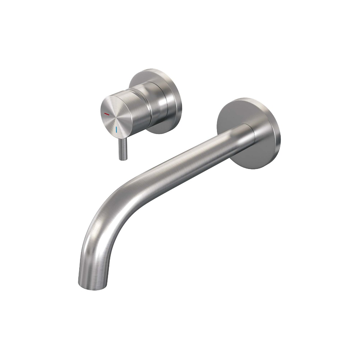 Brauer Brushed Edition ColdStart wastafelkraan inbouw gebogen uitloop en rozetten model B2 RVS geborsteld PVD