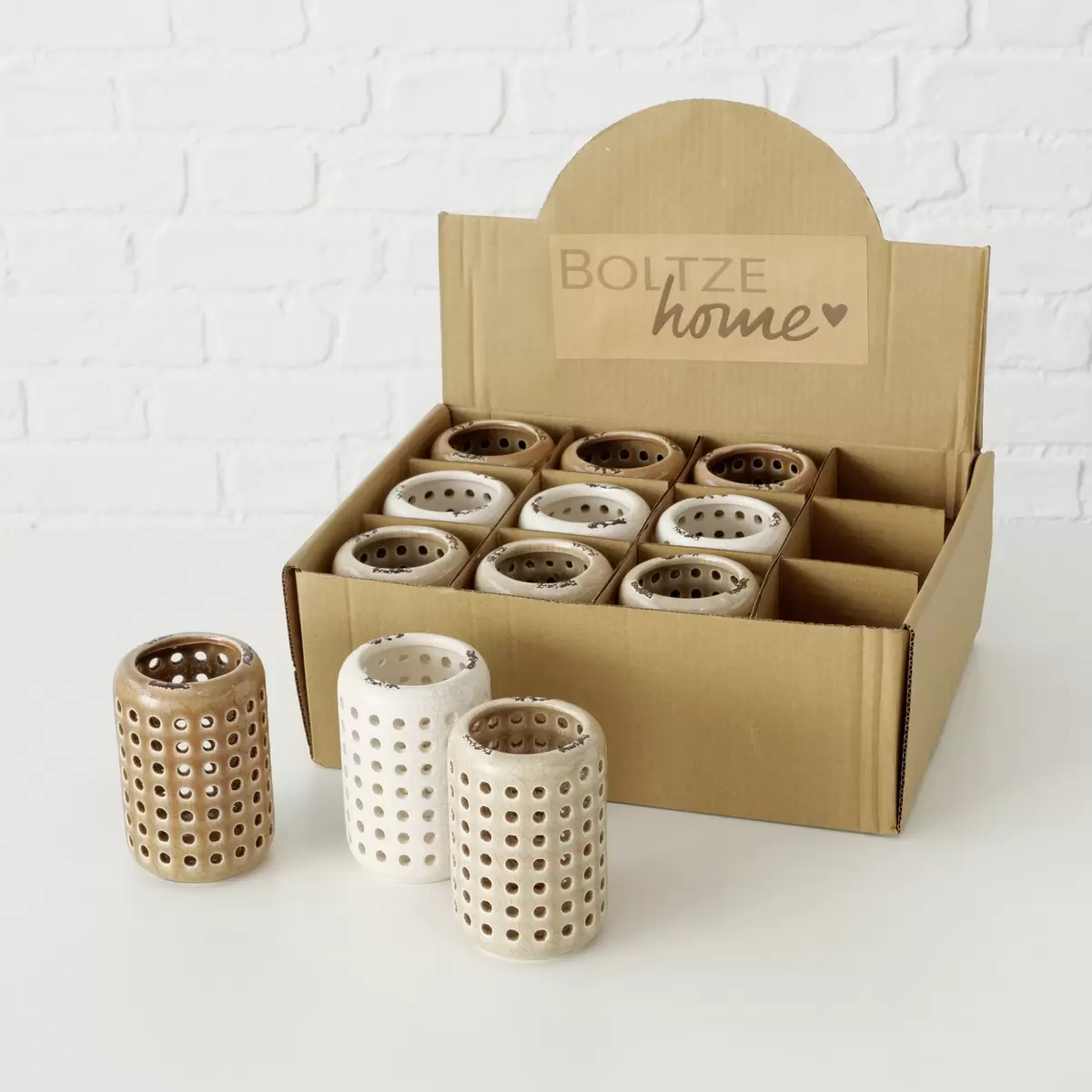 Windlicht Simony beige,braun,hellbraun