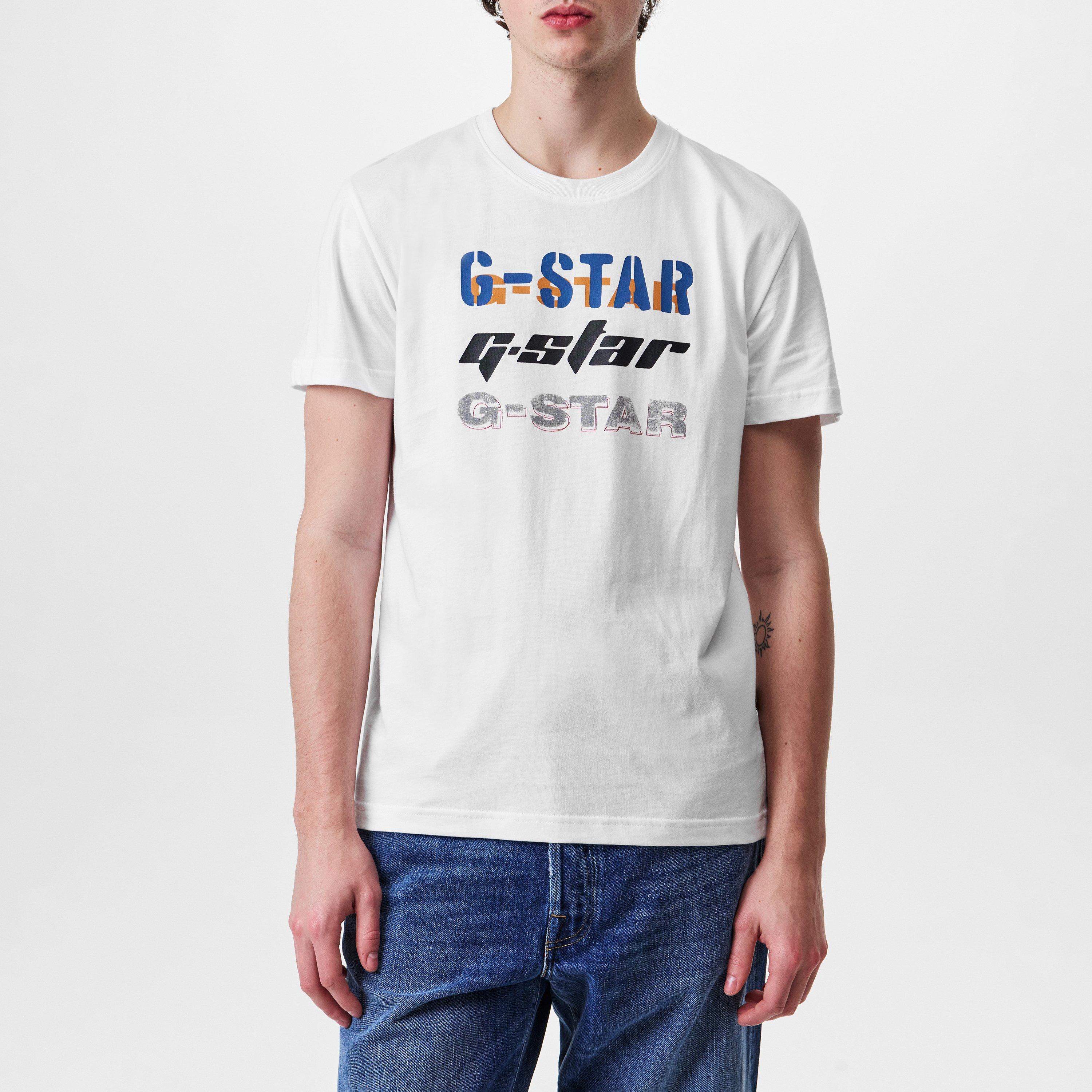 G Star Triple Logo Graphic T Shirt
