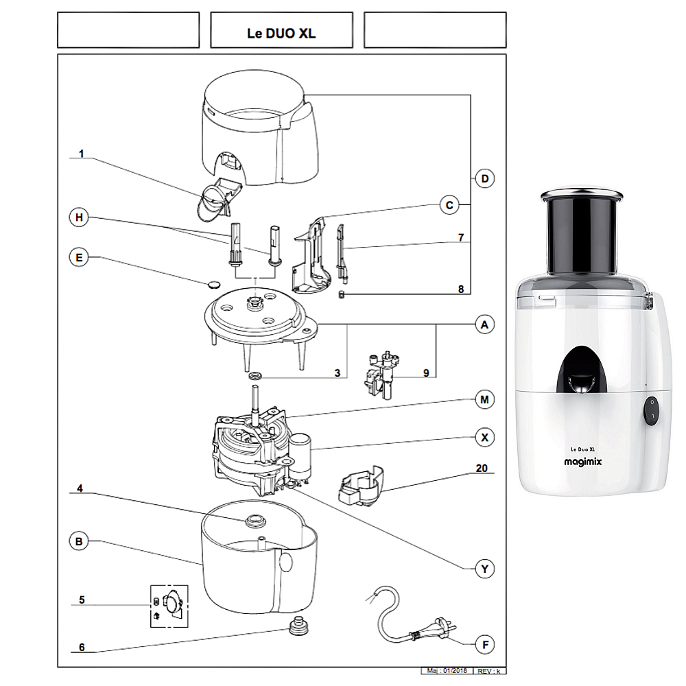 Pièces détachées MAGIMIX DUO XL