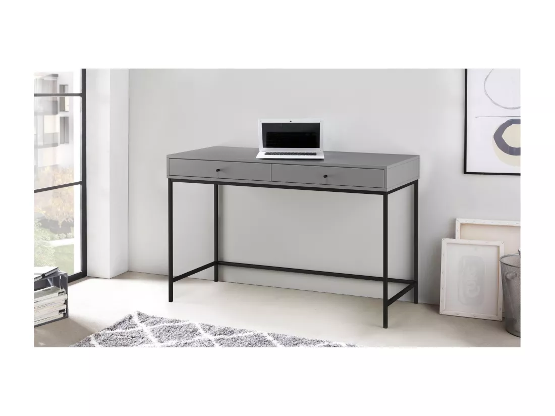 Celine | Bureau avec 2 tiroirs en mélaminé gris