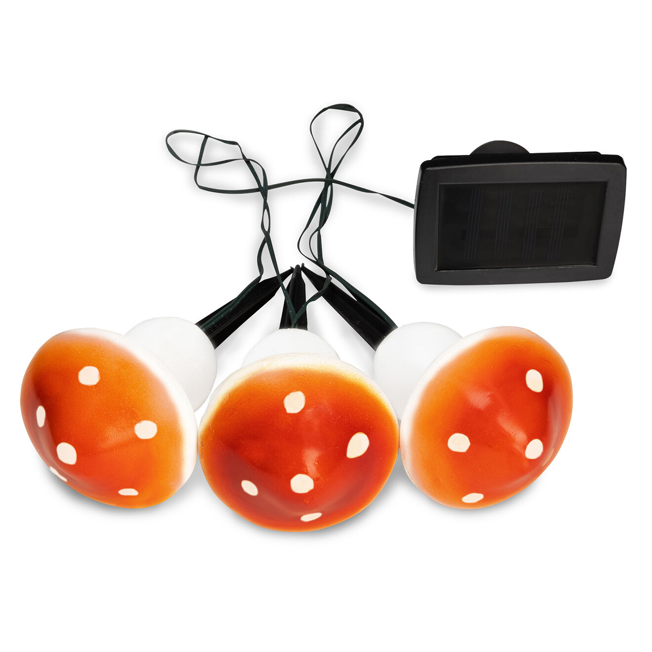 Pratik Garden 3 Lampes solaires champignons rouge/blanc - 8x8x9.8 cm