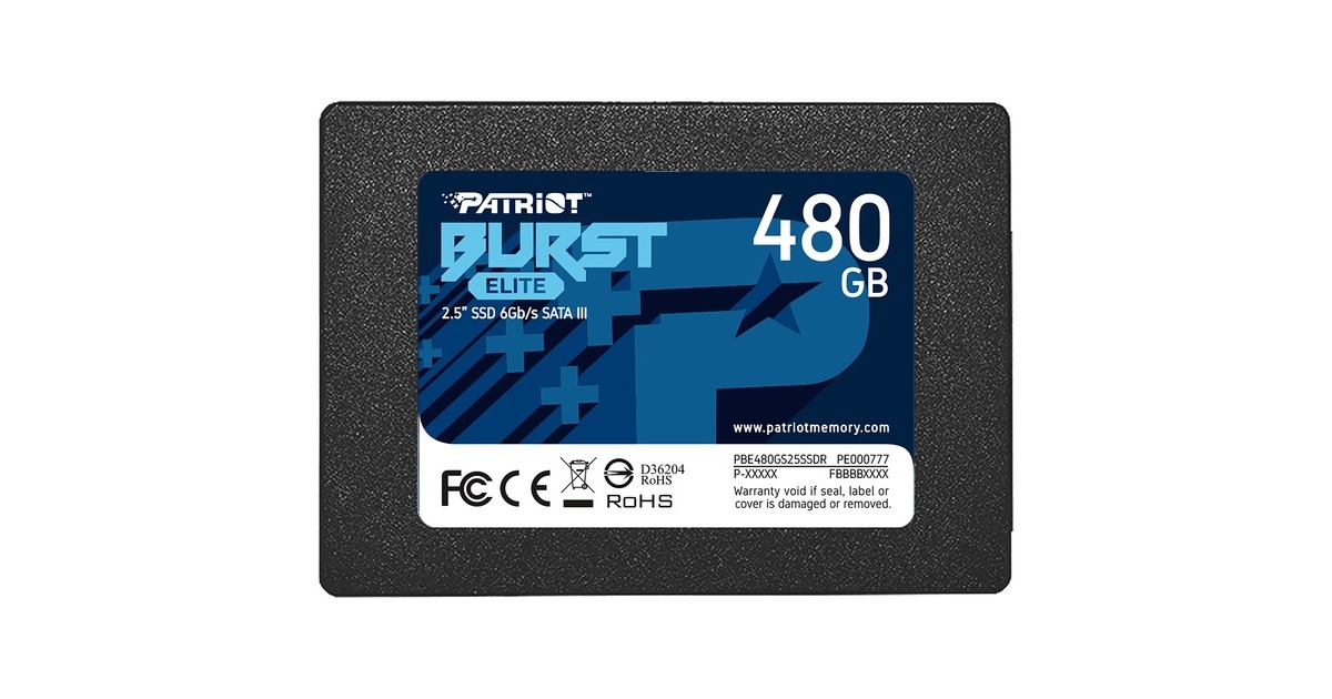 PatriotBurst Elite 480 GB SSD  (Zwart, PBE480GS25SSDR, SATA 6 Gb/s)