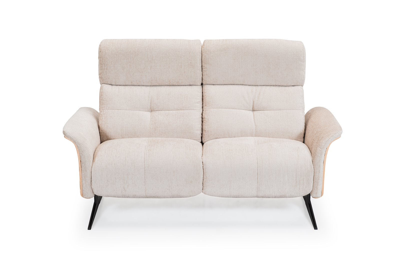 Relax 3-seter Tekstil Fusion 3540 Shell med innebygd manuell justerbar fothviler og nakkestøtte, hvitoljet vange, N9K sorte ben. Duo seteputer