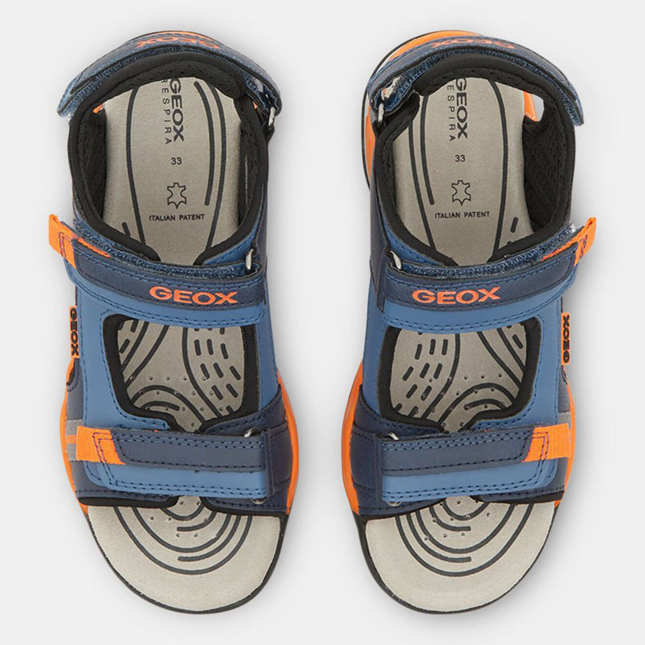 Geox Sandales Borealis à scratchs bleu/orange