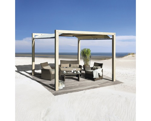 Pergola, paviljoen weka tuinoase 235 met kunststof zeil 324 x 324 cm naturel