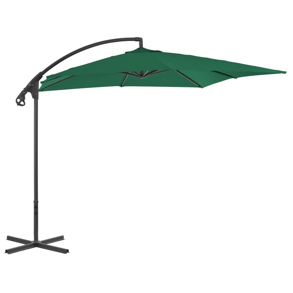 Parasol meuble de jardin en porte-à-faux avec mât en acier 250 x 250 cm vert
