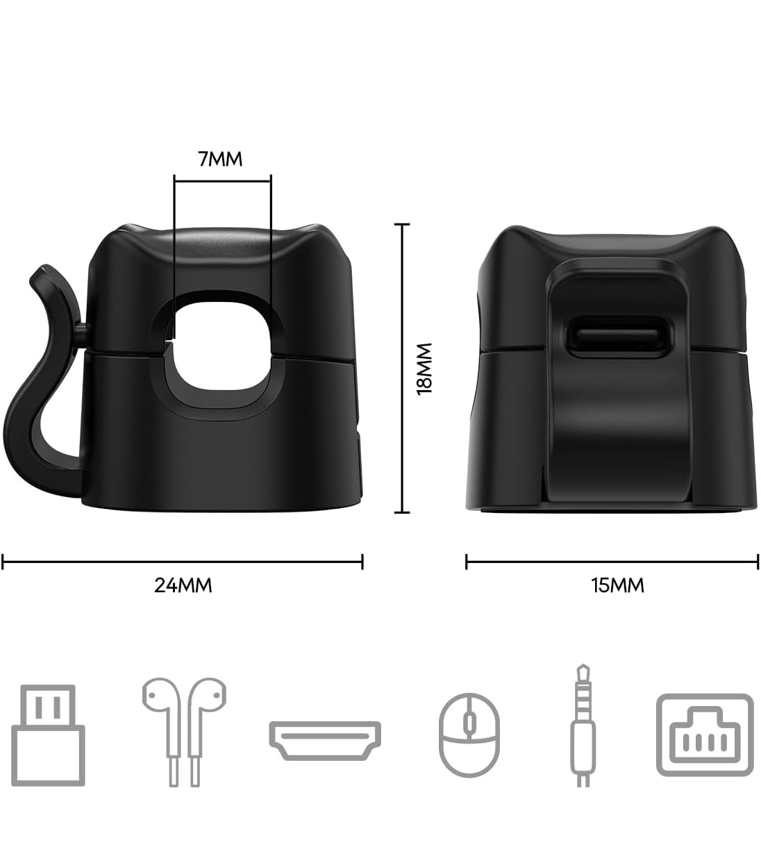 (6er Set) Selbstklebende Kabelhalter Vielzweck Kabelführung Organizer Clips - Schwarz