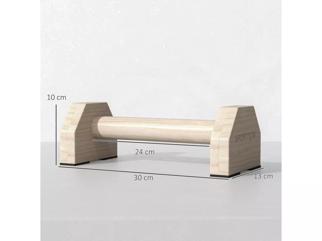 Lot de 2 poignées pour pompe - push-up bars antidérapantes - bois de hêtre