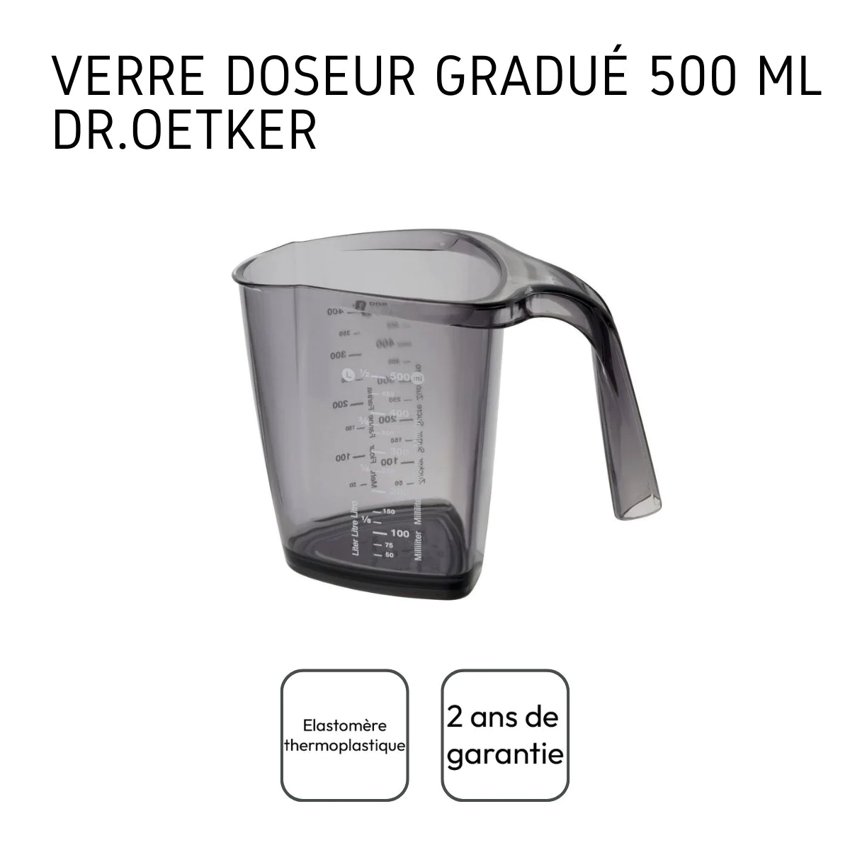 Verre doseur gradué en plastique de 500 ml Dr. Oetker