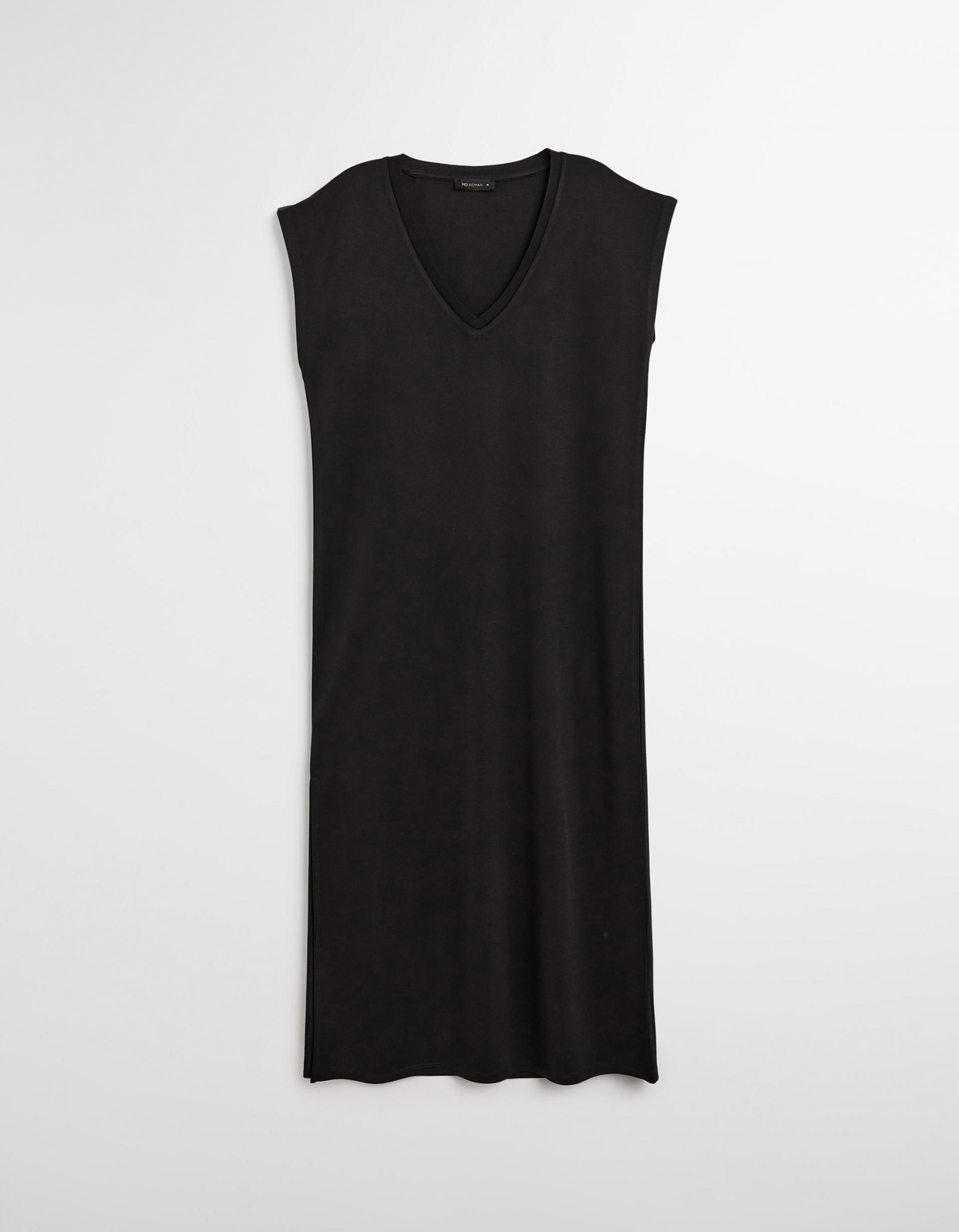 Vestido com Decote em V, Mulher, Preto