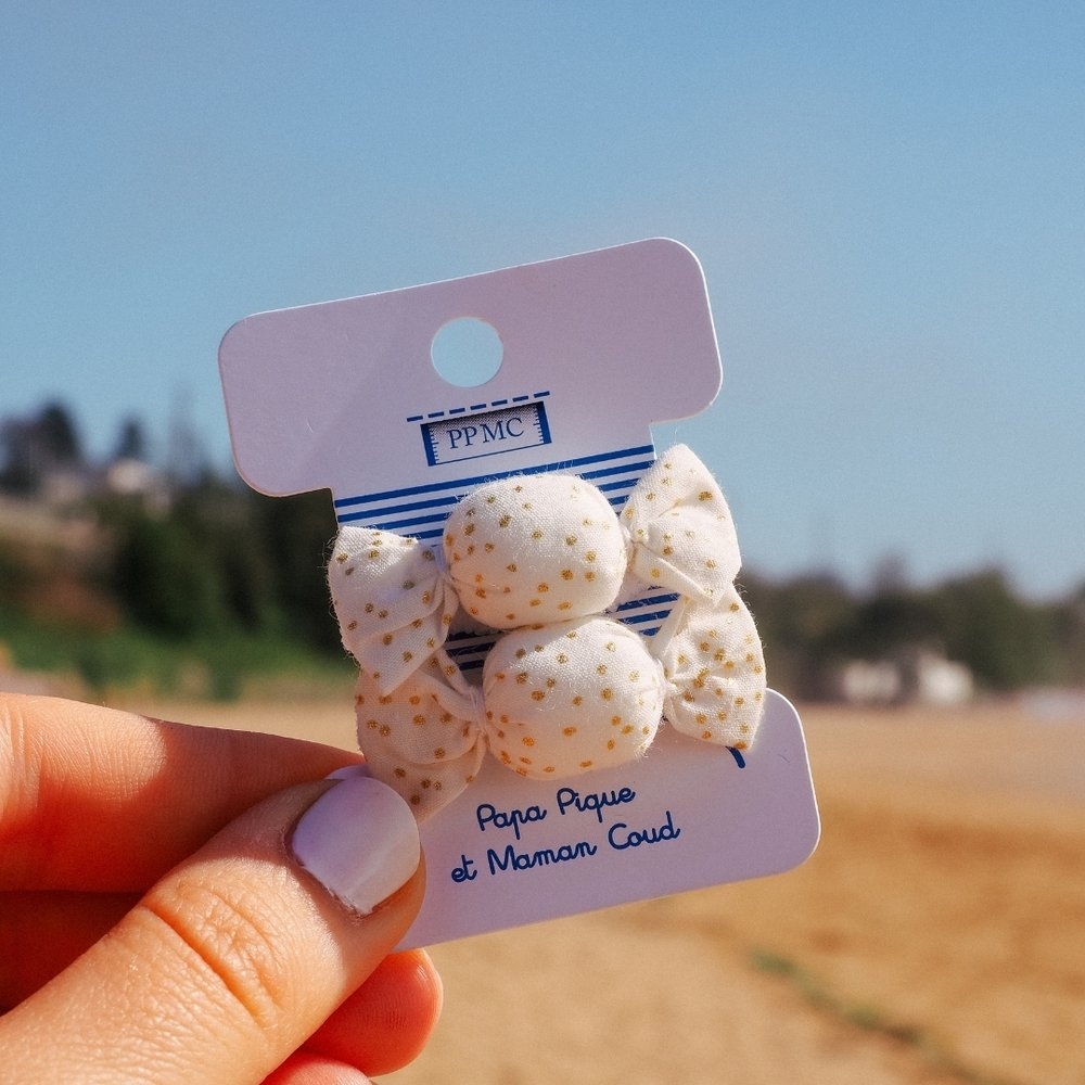Elastiques Mousse Mini Bonbons Blanc Pailleté