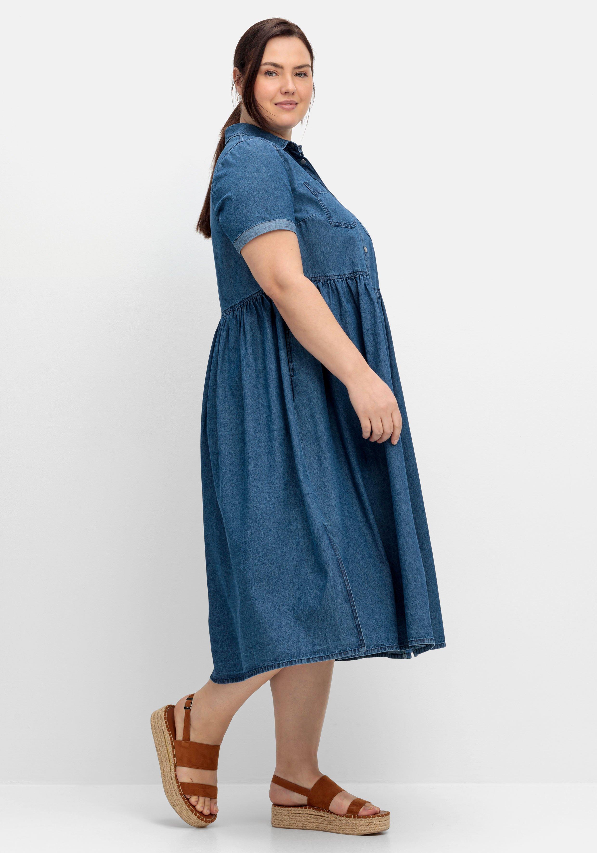 Jeanskleid mit Blusenkragen und Teilungsnaht