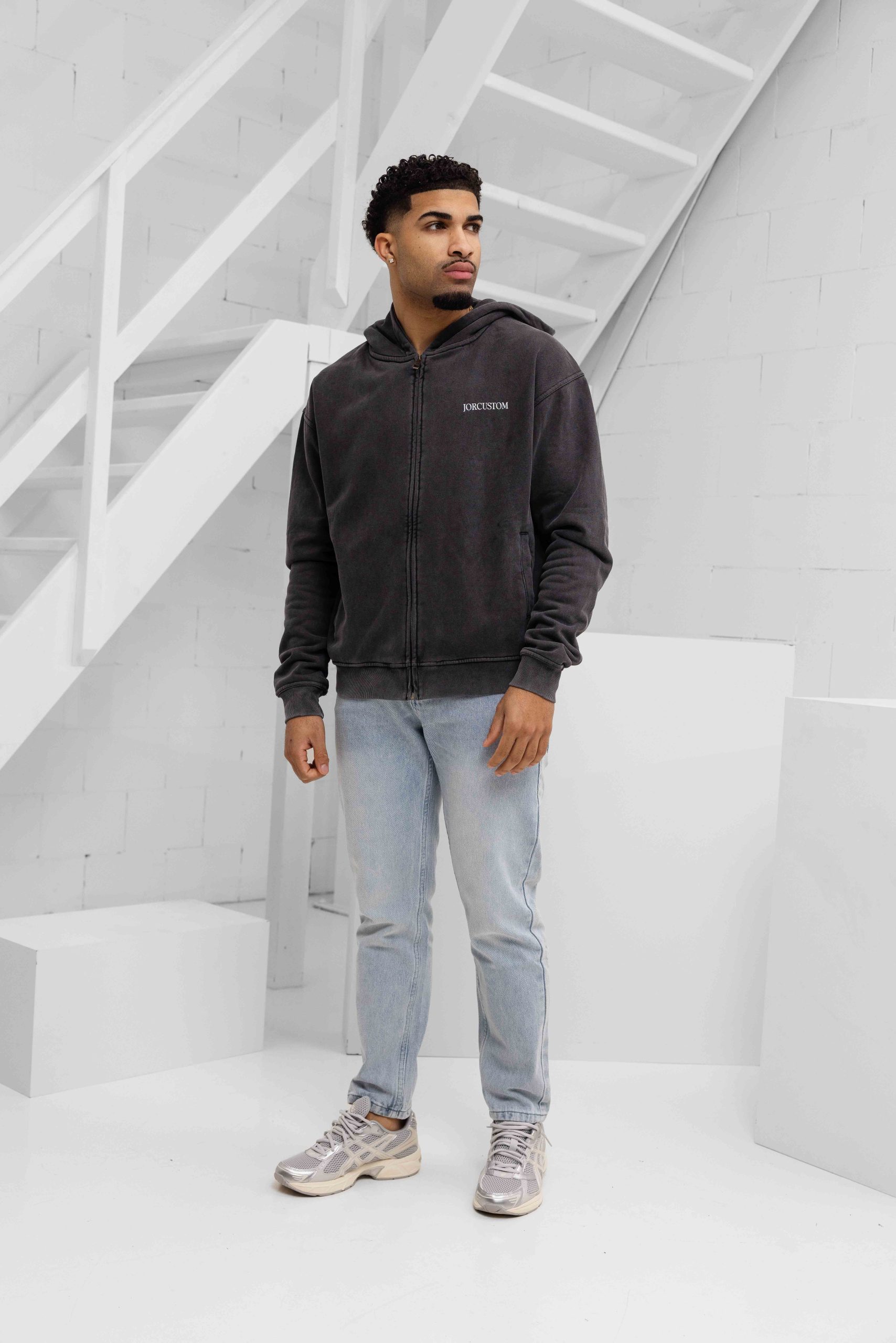 Jorcustom Fleece Angel 2.0 Zipped Hoodie Heren Donkergrijs