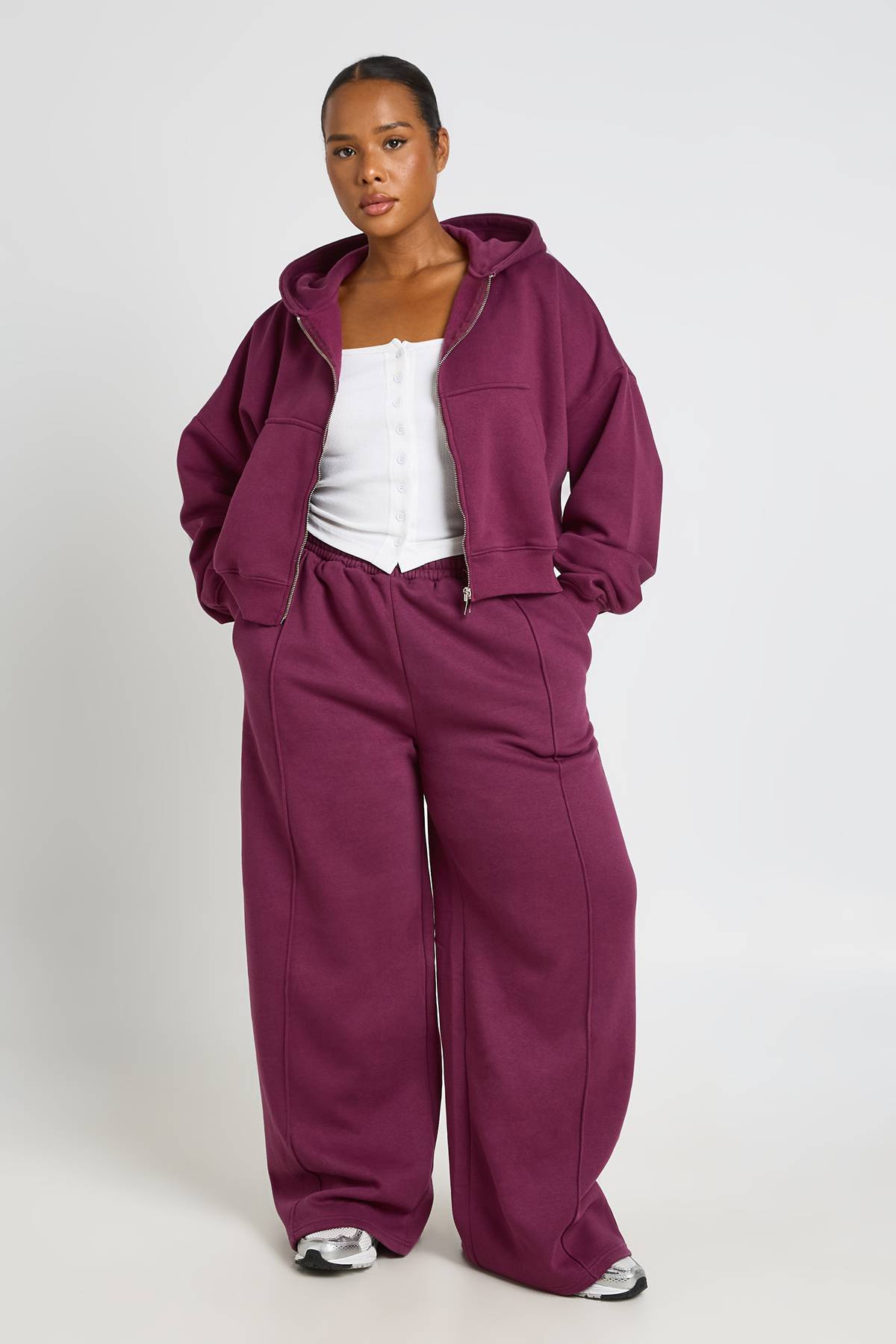 boohoo Sweat À Casynthétiqueche Zippé Oversize À Manches Ballon Coupe Boxy Basique Core Plus