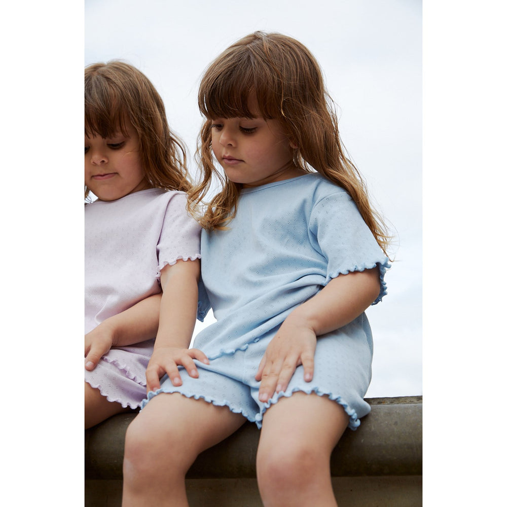 Køb COPENHAGEN COLORS Dusty Blue Summer Pointelle Shorts