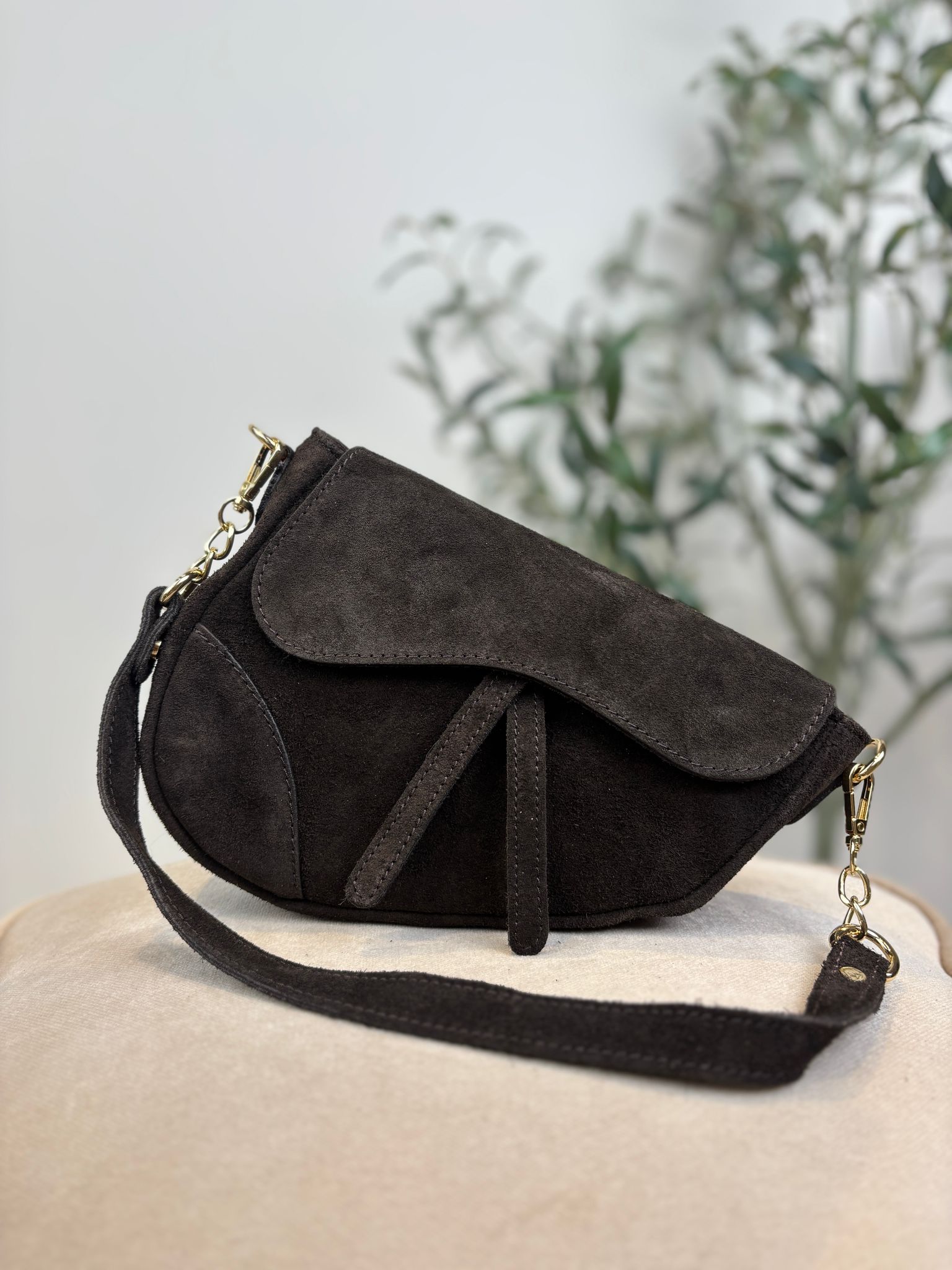 Gigi Bag - Suede Donker Bruin