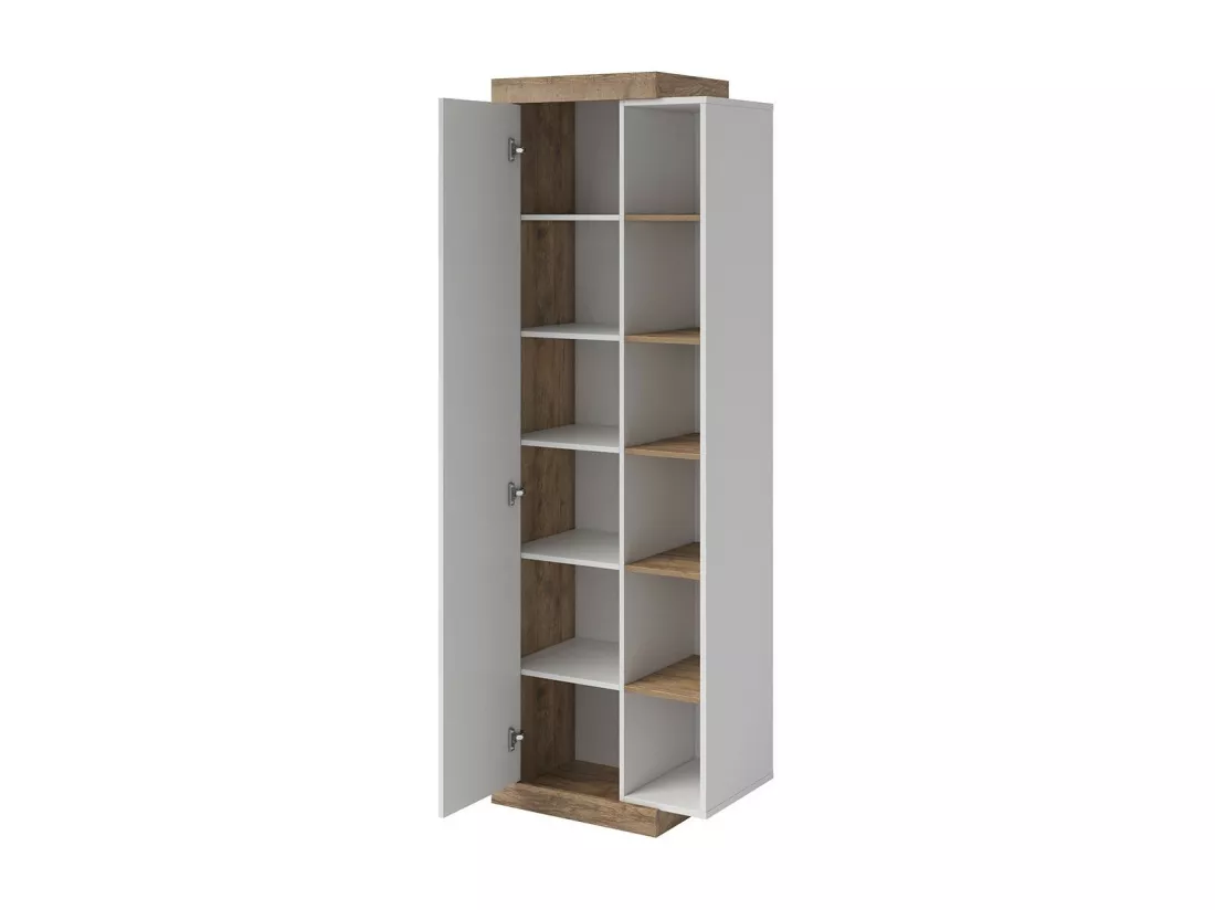 Vitrine design coloris chêne et blanc brillant collection SINATRA.