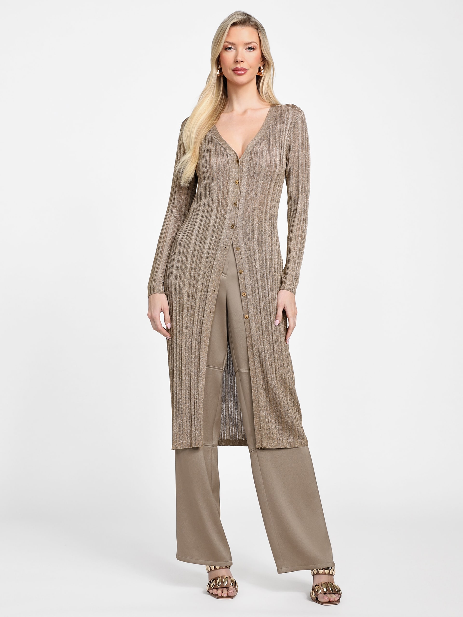 Cardigã longo Gia Lurex