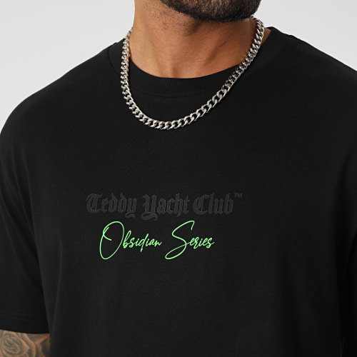 Tee Shirt Oversize Large Obsidian Luxury Zip Noir Vert Fluo