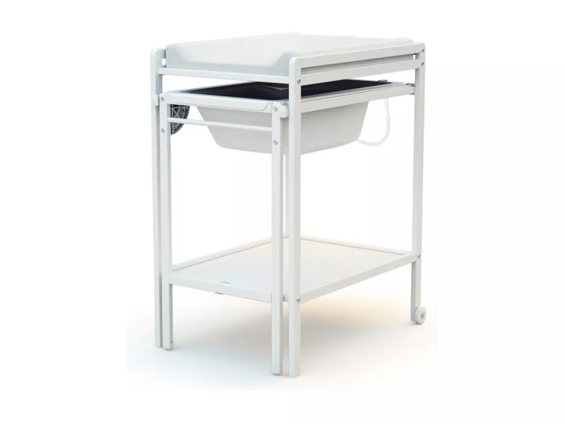 Table à Langer avec Baignoire en bois ESSENTIEL Blanc