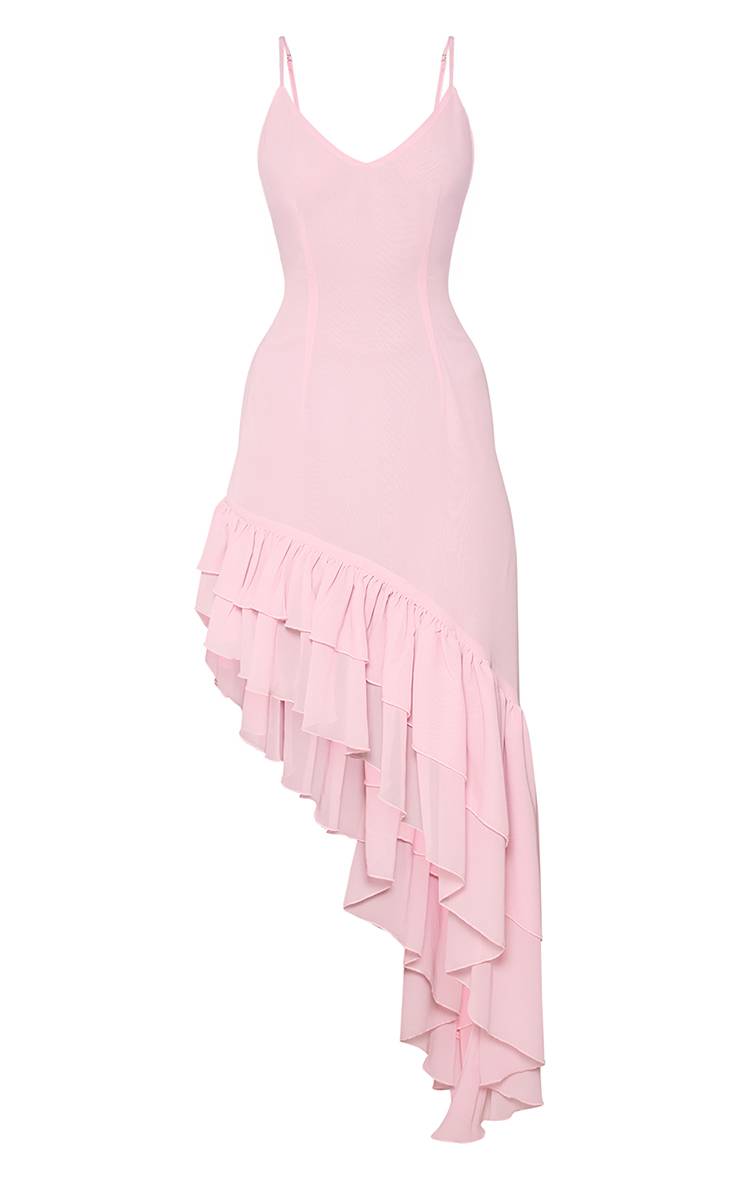 Rose Bébé Robe Midaxi Asymétrique À Bretelles