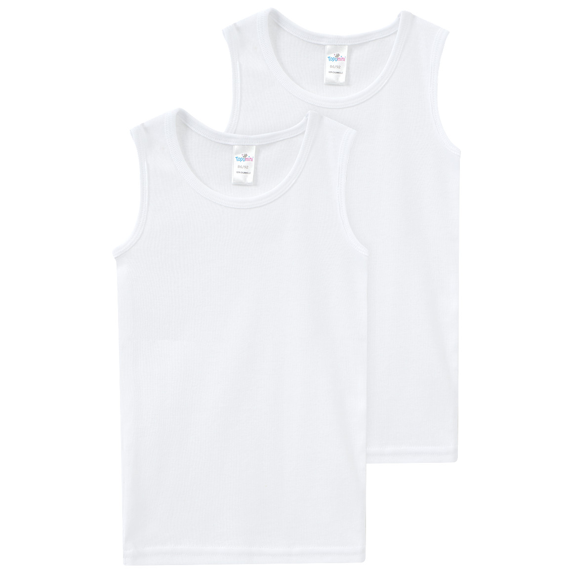 Topomini 2 Baby Unterhemden aus Feinripp weiss