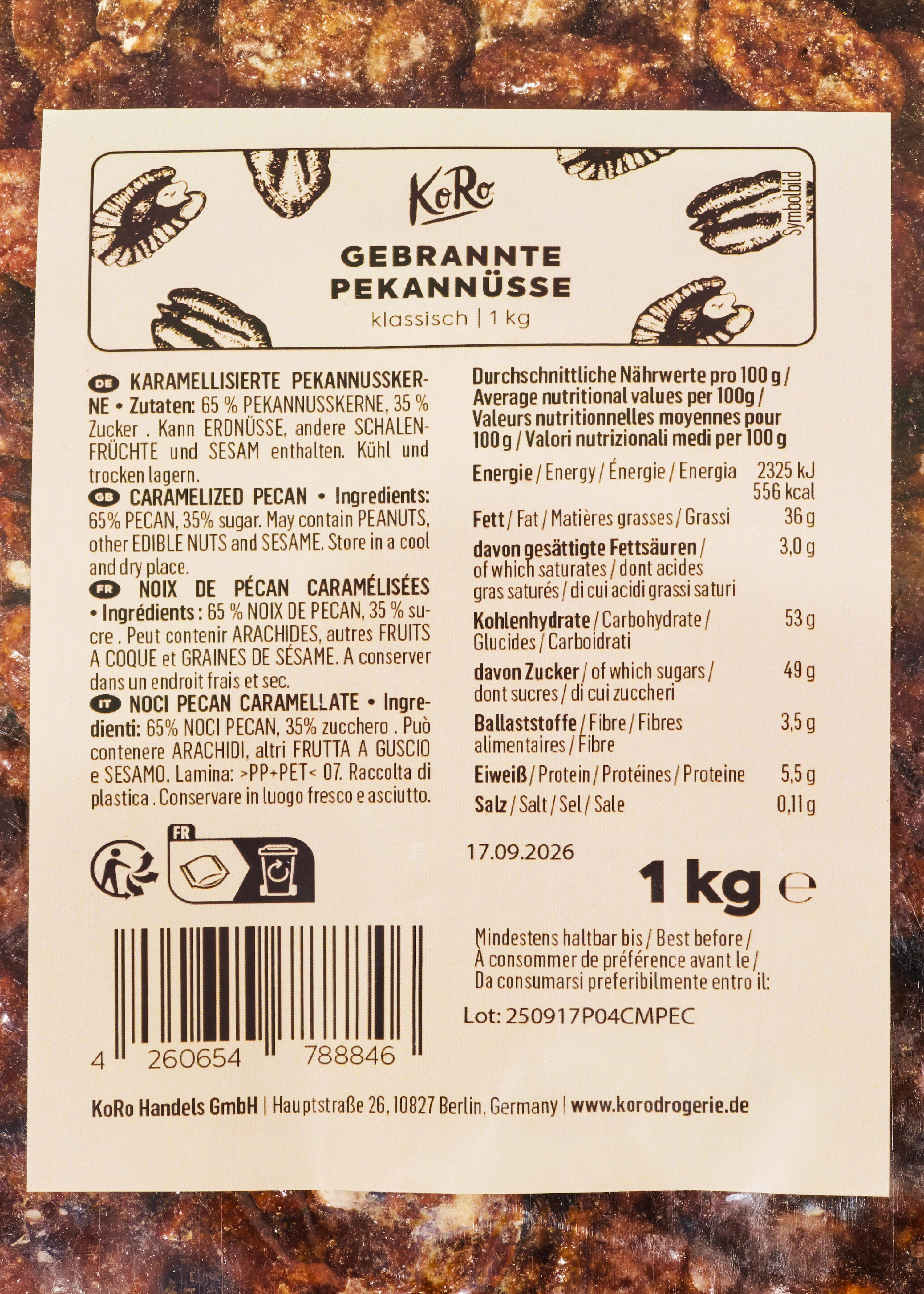 Gebrannte Pekannüsse 1 kg