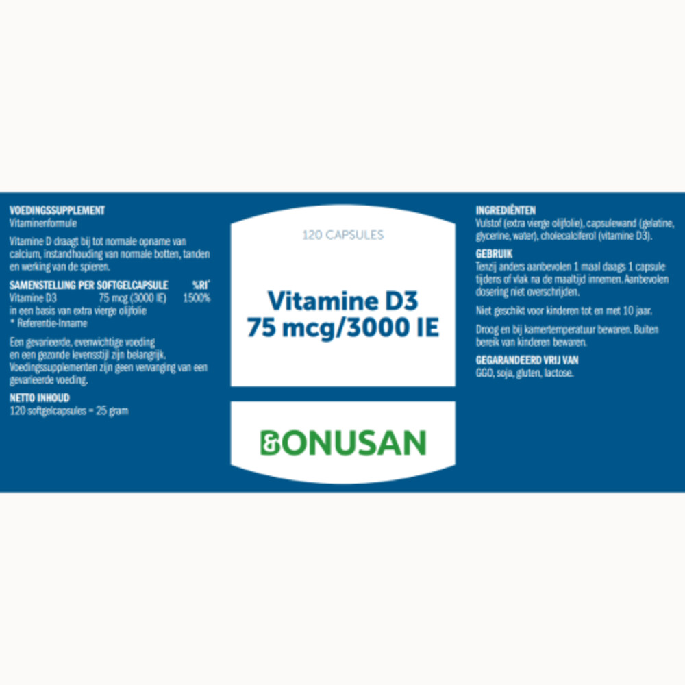 2x Bonusan Vitamine D3 75mcg/3000ie 120 softgels