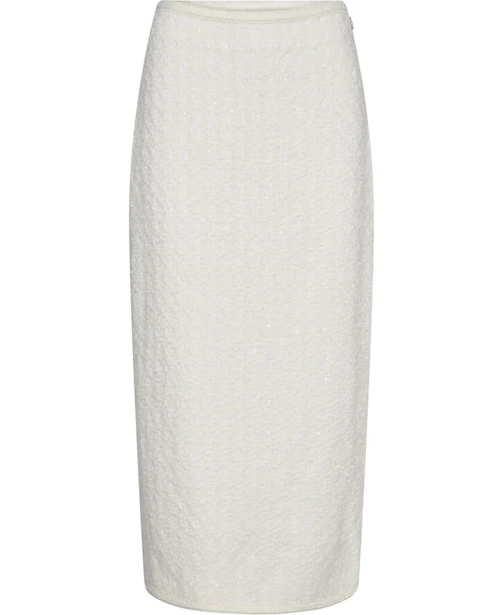 ROTATE Birger Christensen BOUCLE HIGH WAISTED SKIRT Egret